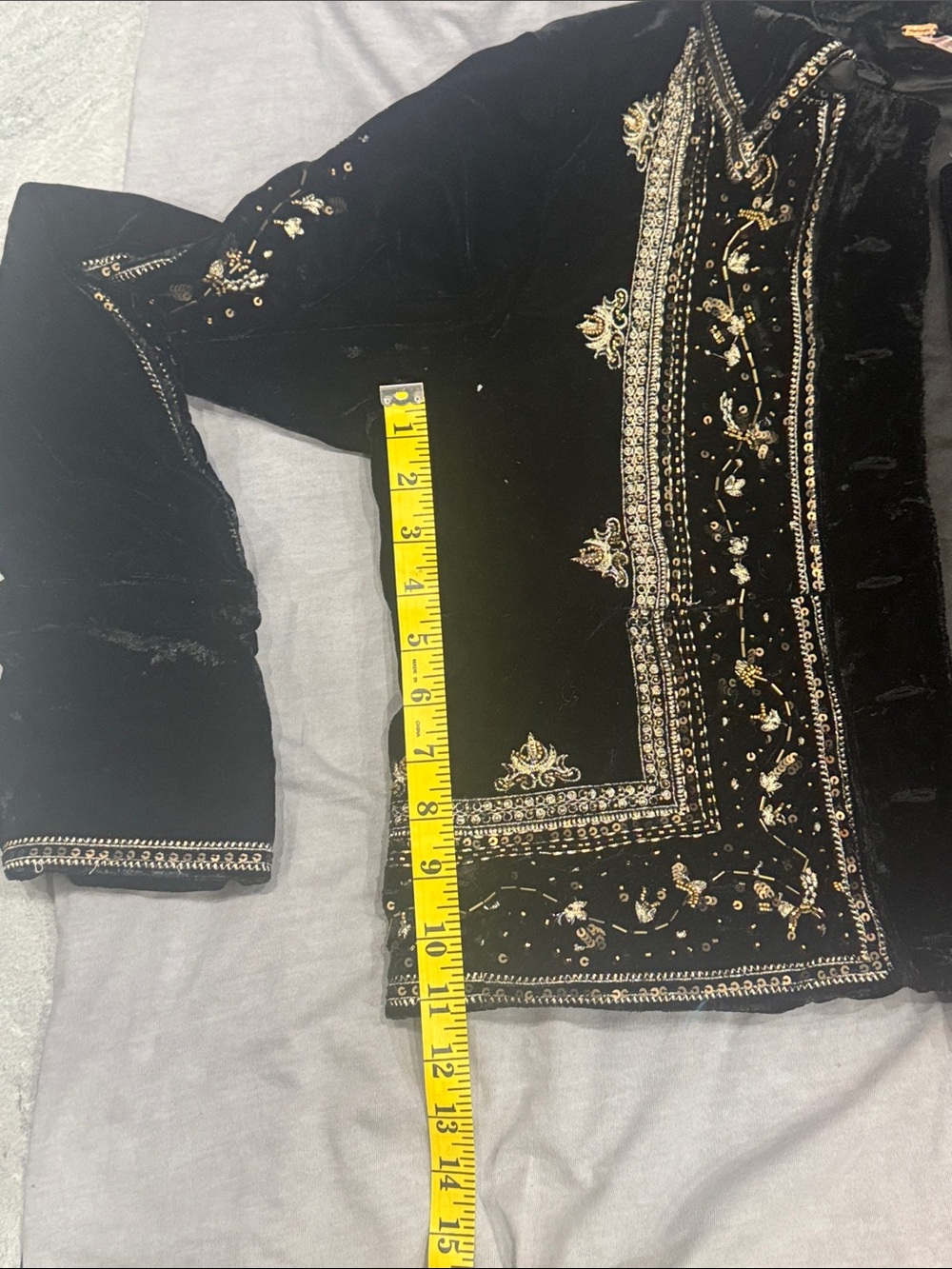 Free People Black Velvet Bomber Jacket with Gold Embroidery - Picture 5 of 6